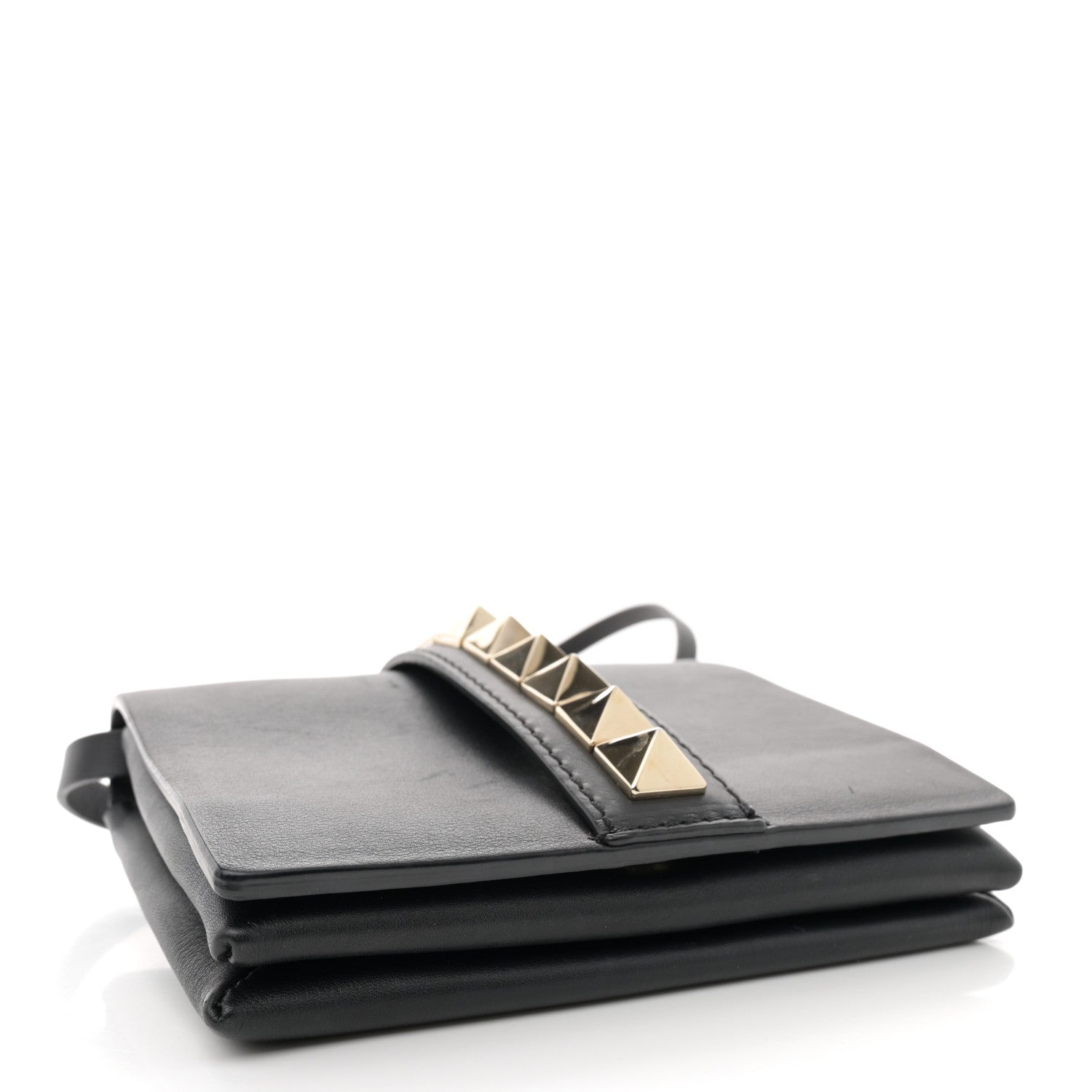 Valentino Garavani Vitello Rockstud Flap Wallet On Strap Black 4 of 13