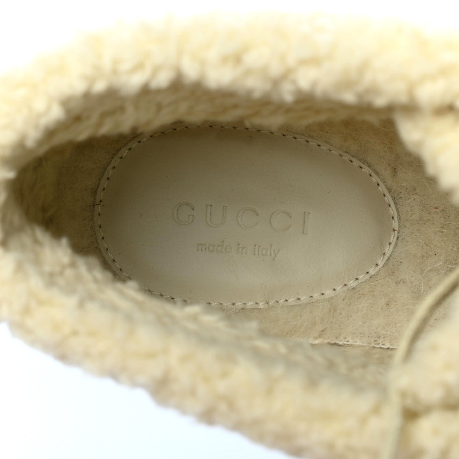 Gucci Wool Faux Shearling G Rhombus Womens Victor Ankle Boots 39 Beige Cocoa 7 of 8