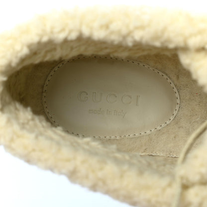 Gucci Wool Faux Shearling G Rhombus Womens Victor Ankle Boots 39 Beige Cocoa 7 of 8