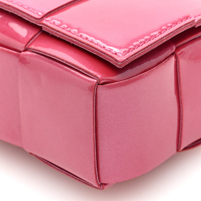 Bottega Veneta Metallic Patent Calfskin Maxi Intrecciato Extra Mini Cassette Crossbody Bag Pink 9 of 9