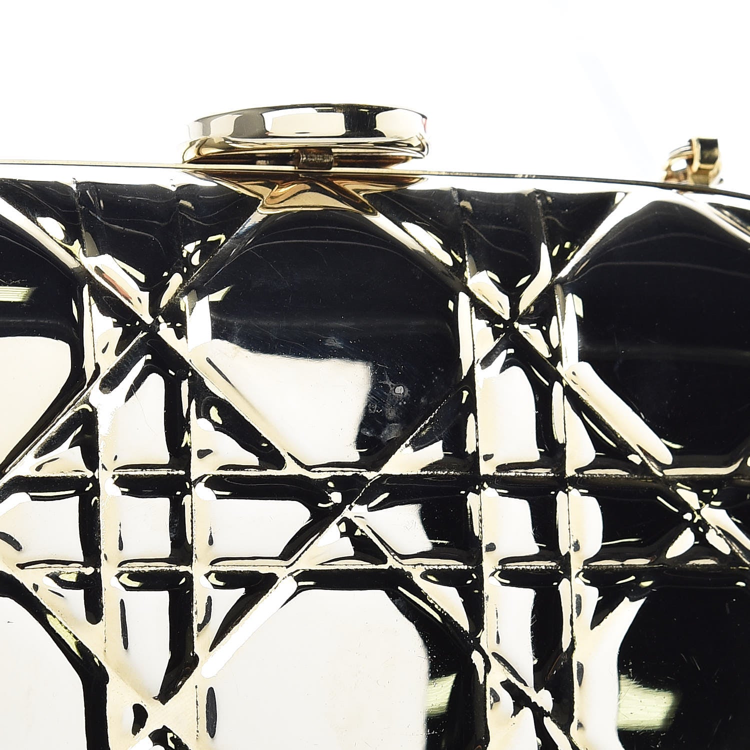 Christian Dior Metal Cannage Quilt Clutch Bag Gold 9 of 9
