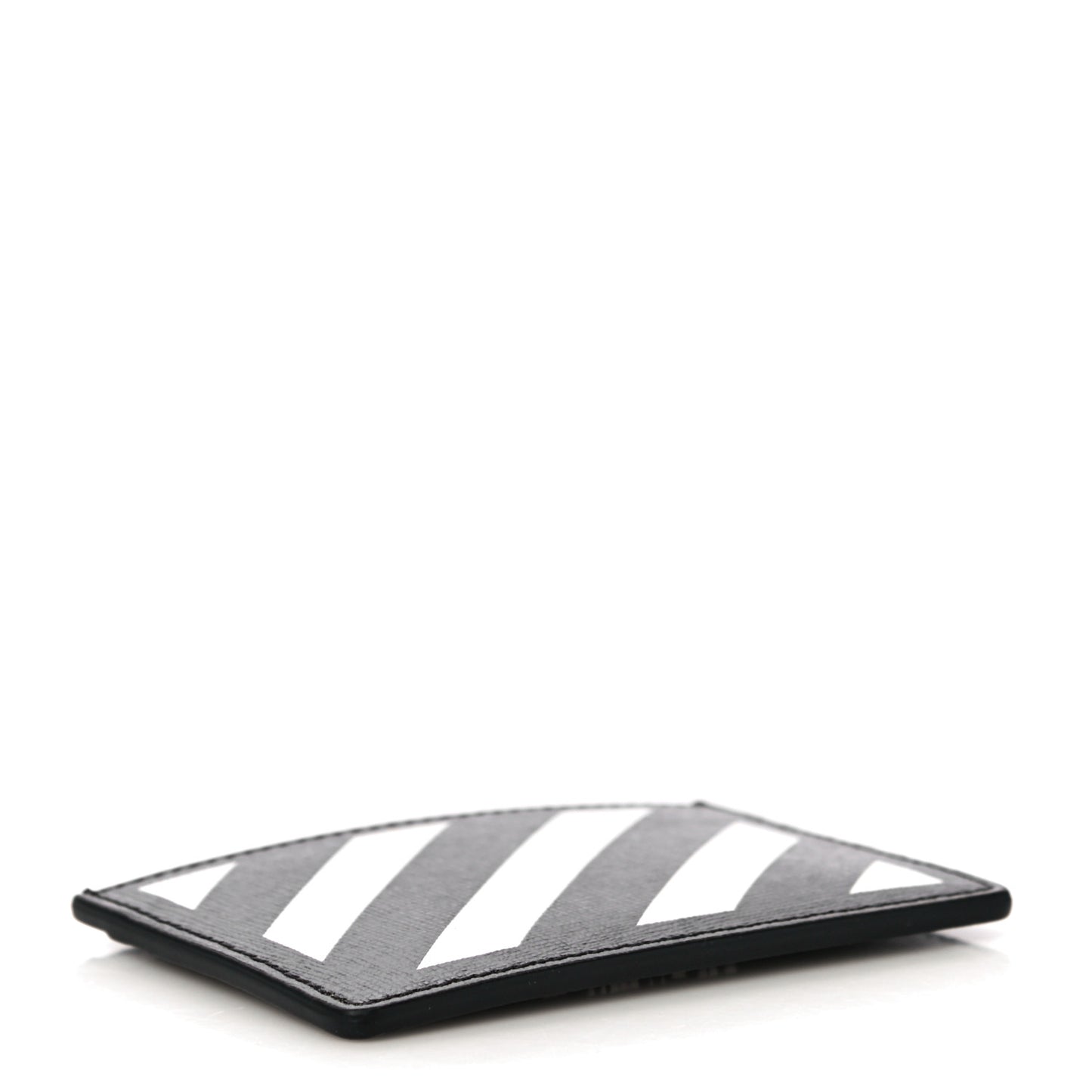 Saffiano Striped Diag Card Case Black White