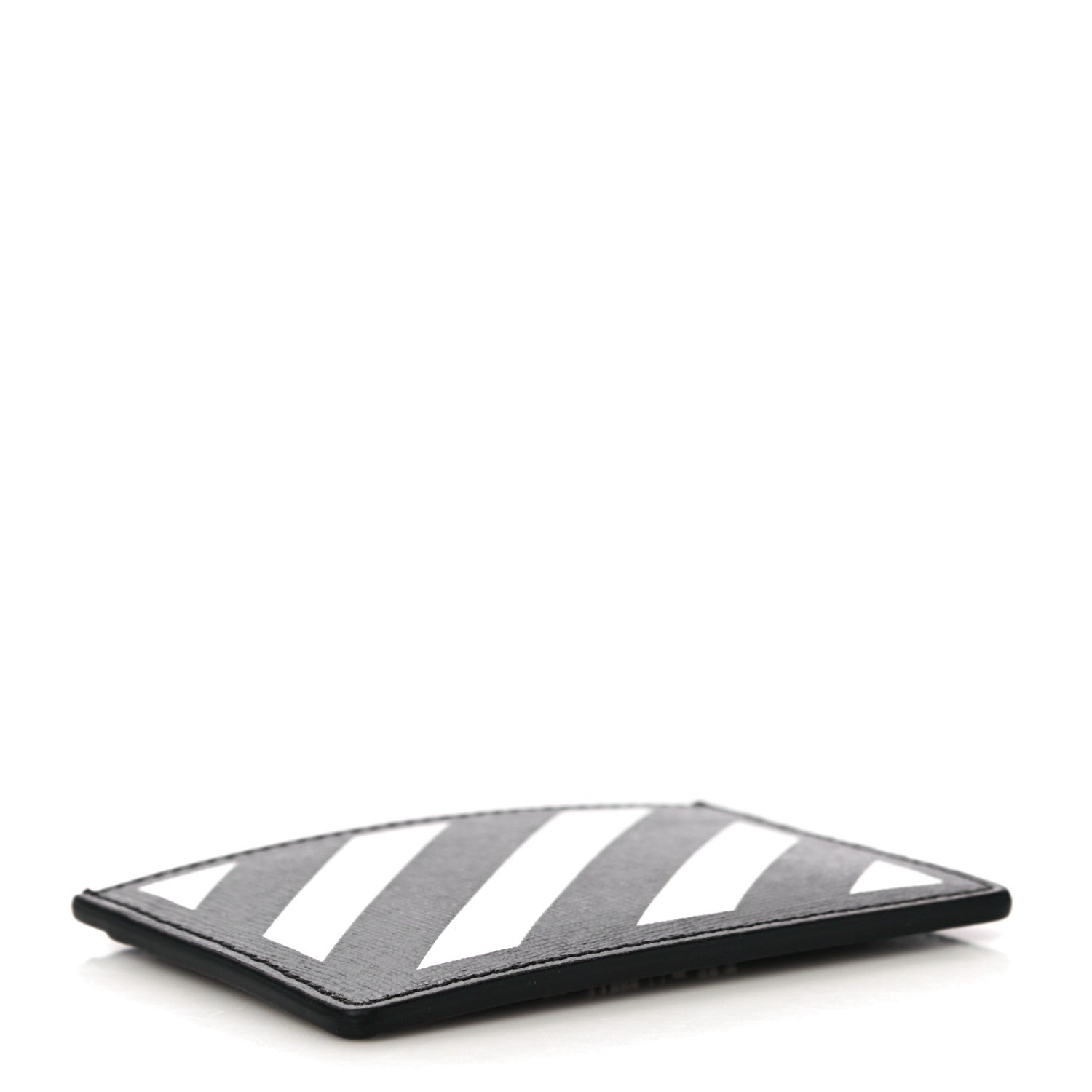 Off-White Saffiano Striped Diag Card Case Black White 4 of 9