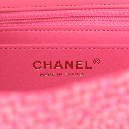 Chanel Wool Tweed Quilted Mini Rectangular Flap Dark Pink Fuchsia 5 of 10