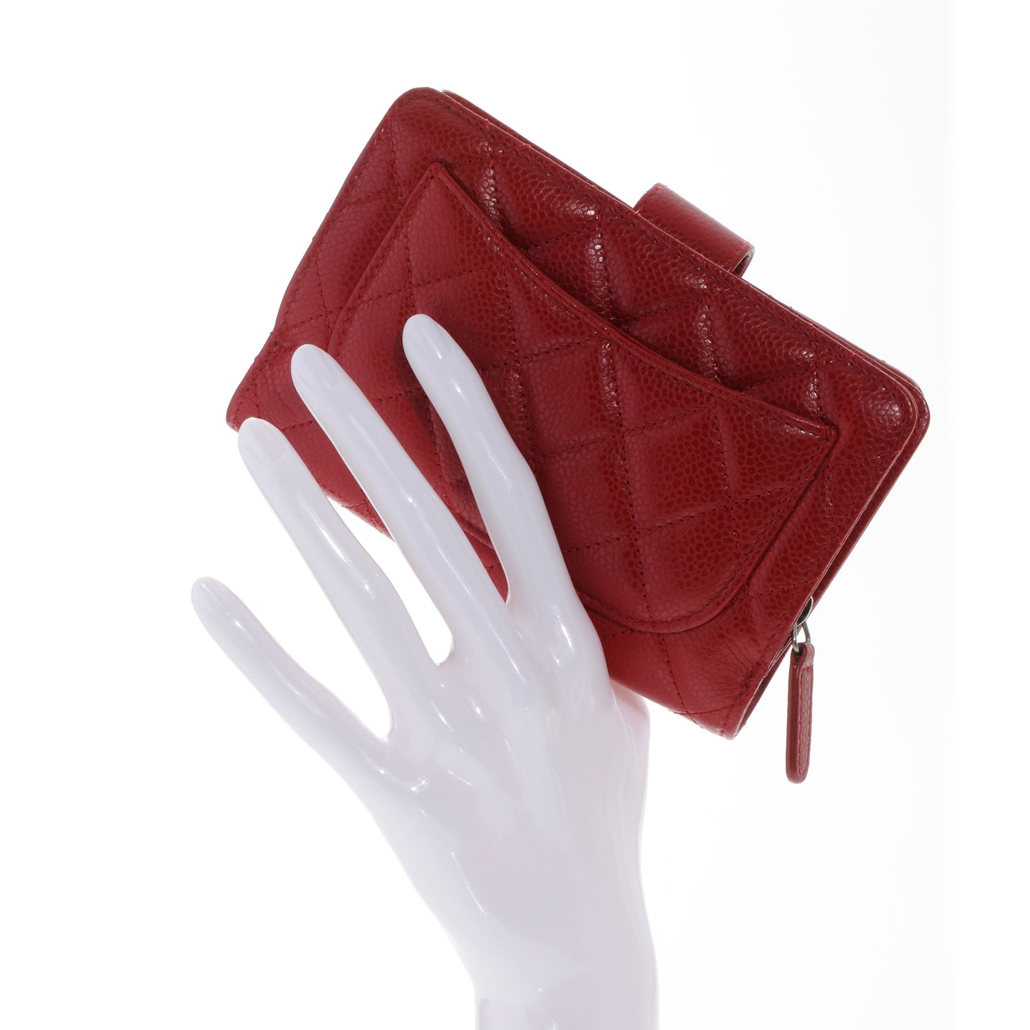Caviar Quilted Zip Wallet Red