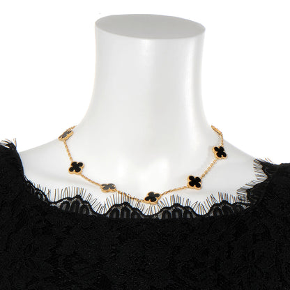 Van Cleef & Arpels 18K Yellow Gold Black Onyx 10 Motifs Vintage Alhambra Necklace 2 of 8