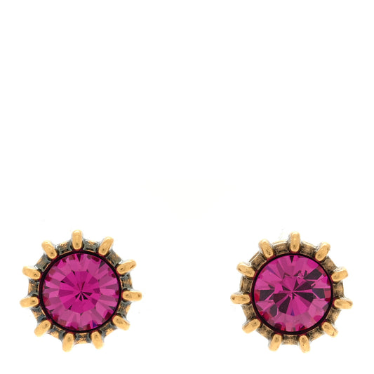 Crystal Stud Earrings Aged Gold Pink