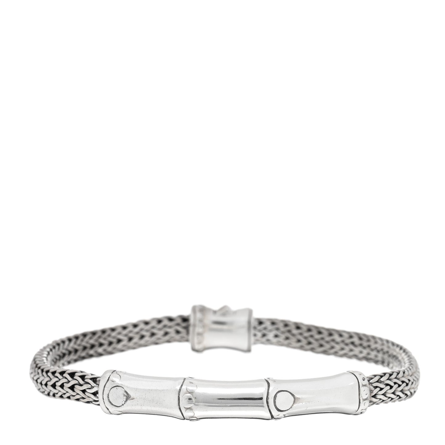 Sterling Silver 4mm Classic Chain Bamboo Station Bracelet