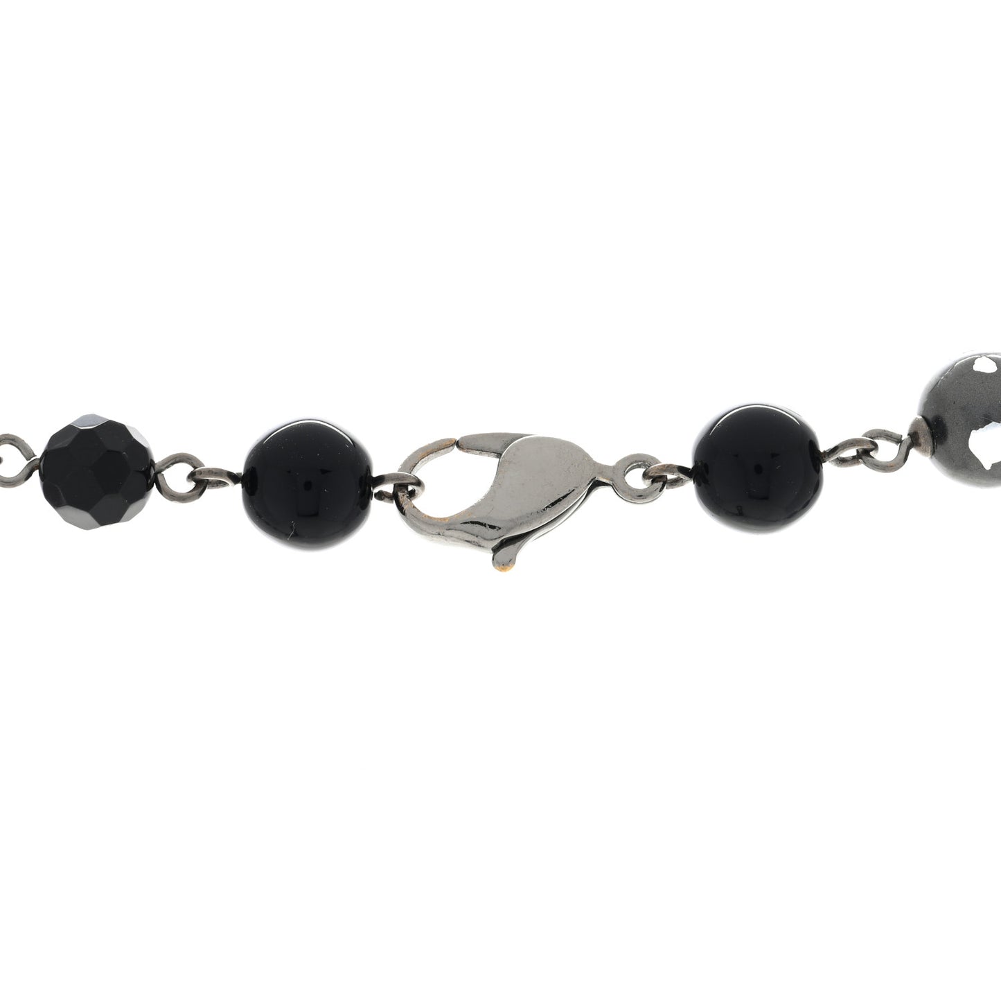 Ruthenium Pearl Beaded CC Long Necklace Black