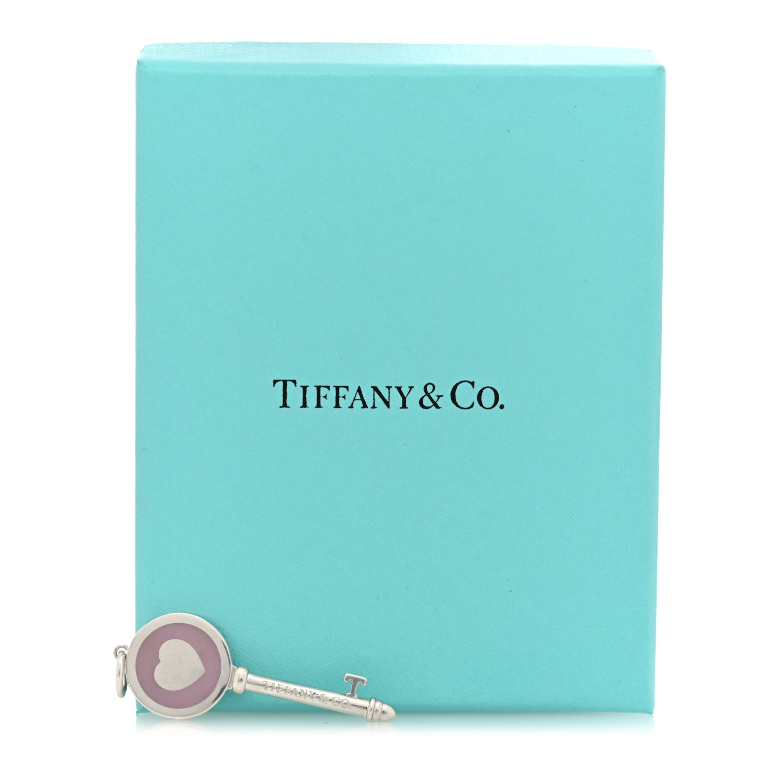 Tiffany Sterling Silver Enamel Keys Heart Key Pendant Lavender 4 of 4