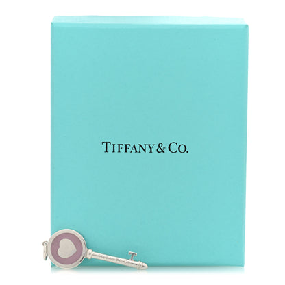 Tiffany Sterling Silver Enamel Keys Heart Key Pendant Lavender 4 of 4