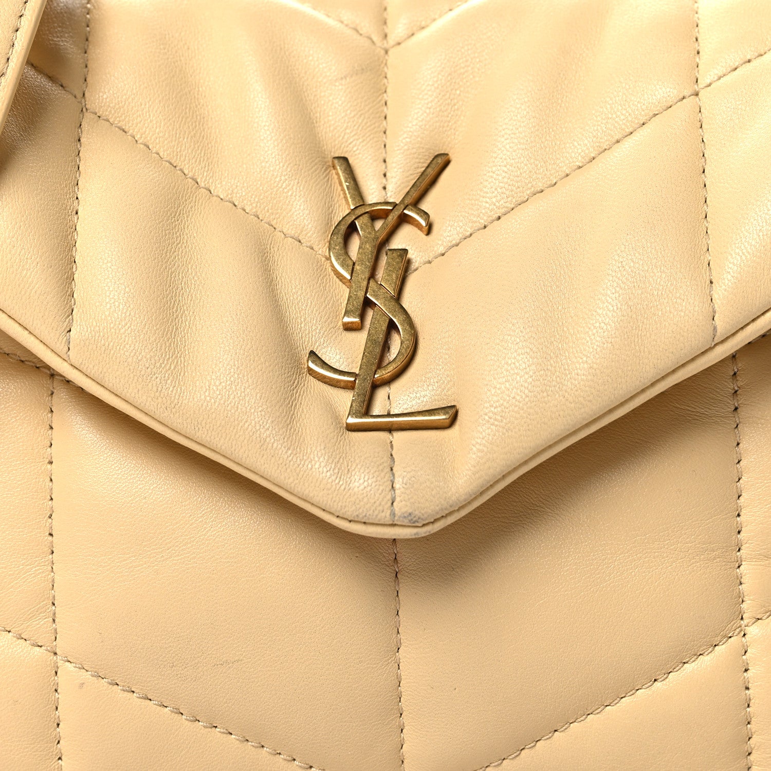Saint Laurent Lambskin Quilted Toy Loulou Puffer Monogram Chain Satchel Jaune Pale 8 of 13