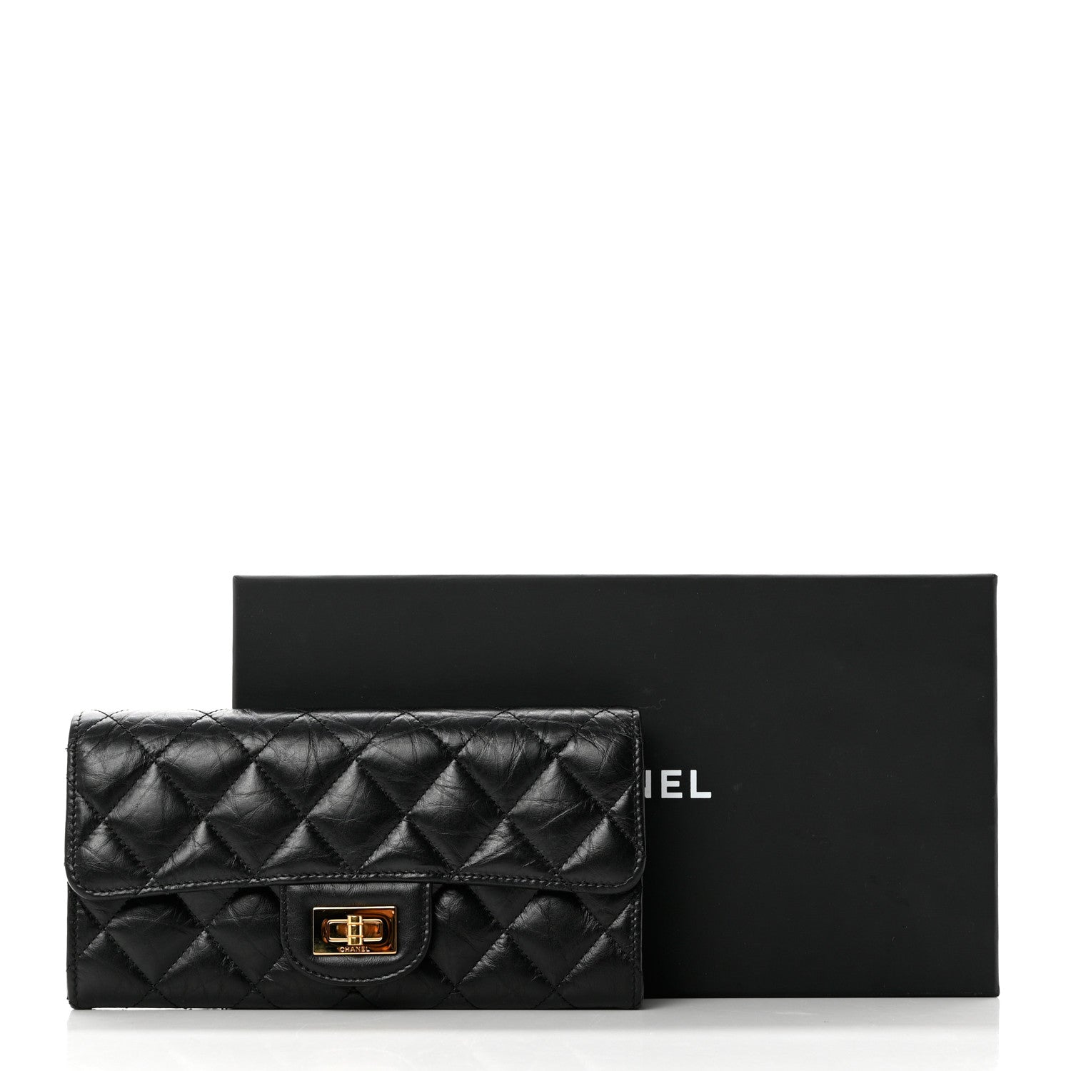 Chanel Crumpled Calfskin Quilted Large Reissue Gusset Flap Wallet Black 9 of 9