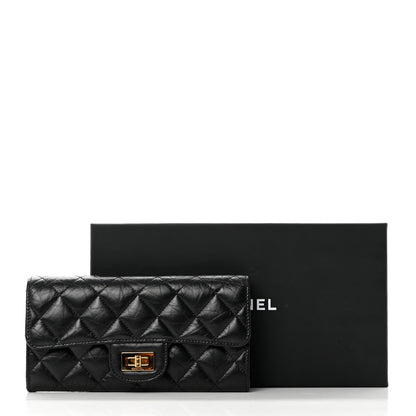 Chanel Crumpled Calfskin Quilted Large Reissue Gusset Flap Wallet Black 9 of 9