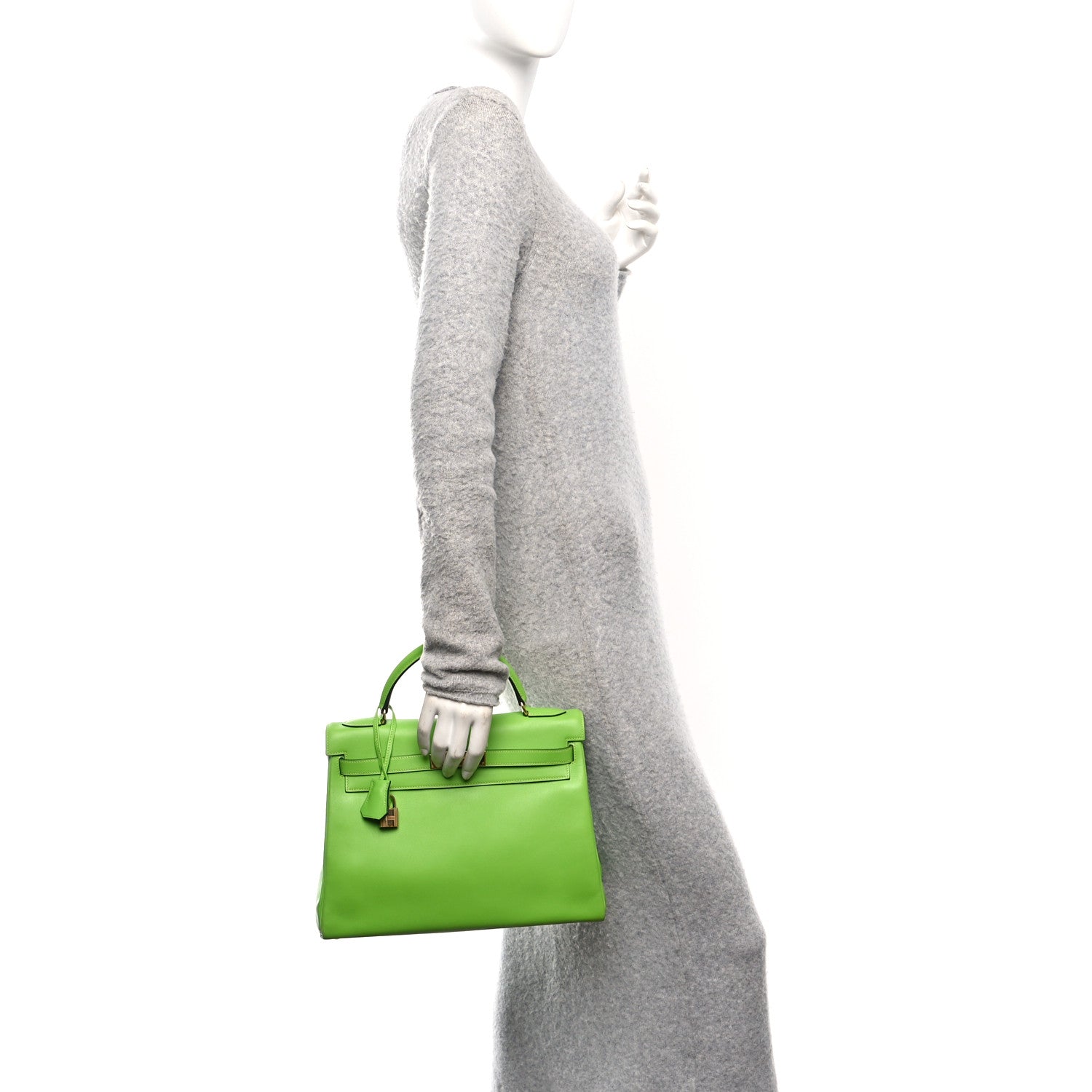 Hermes Veau Gulliver Kelly Retourne 28 Vert Cru 2 of 12