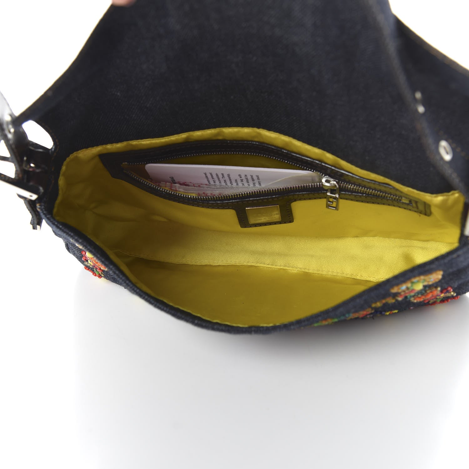 Fendi Denim Ricami Beaded Baguette Blue 5 of 9
