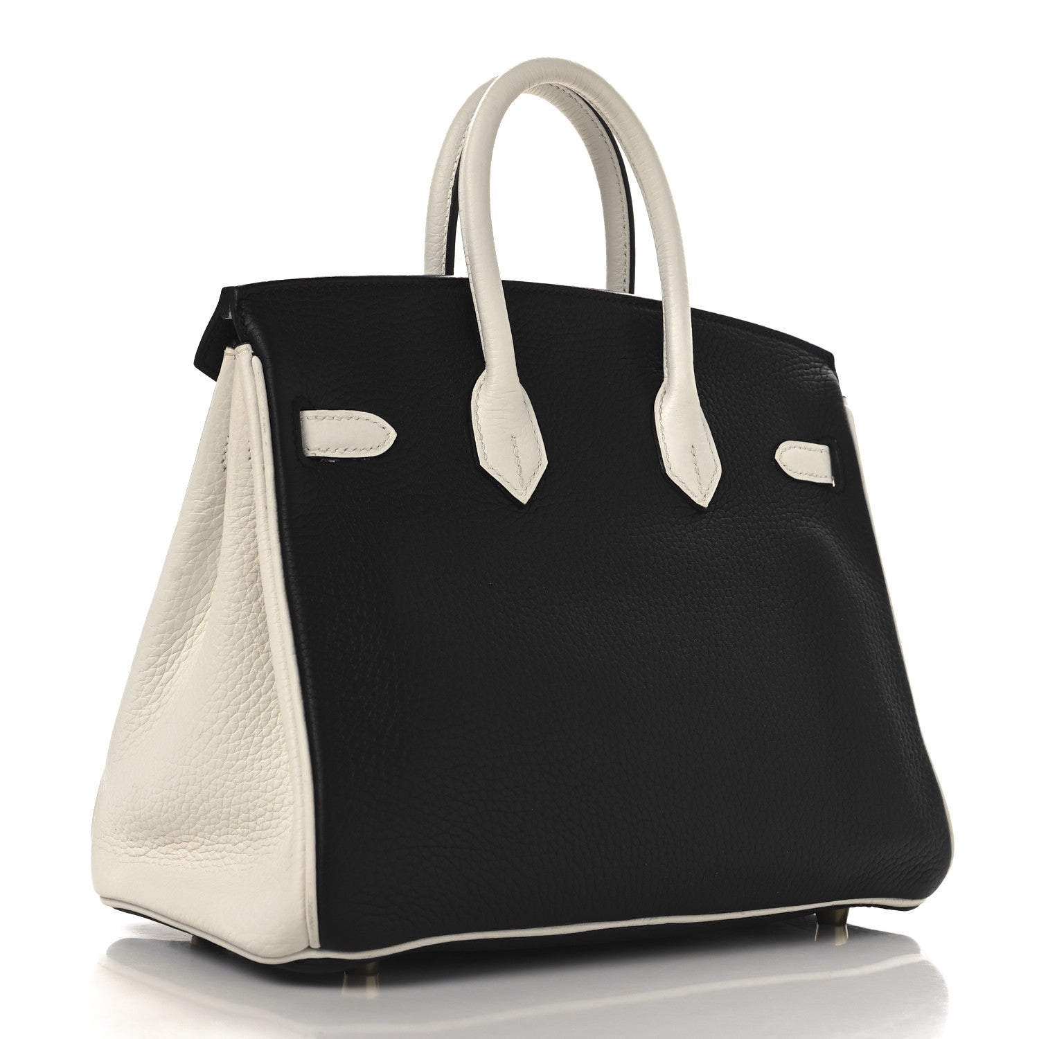 Hermes Togo Horseshoe Birkin 25 Black Craie 3 of 16