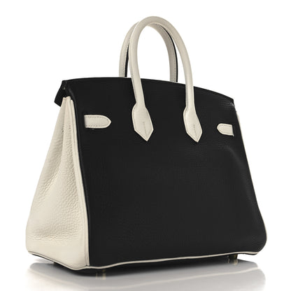 Hermes Togo Horseshoe Birkin 25 Black Craie 3 of 16