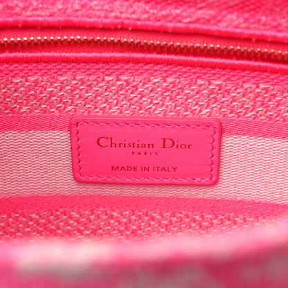 Christian Dior Canvas Toile De Jouy Reverse Embroidered Medium Lady D-Lite Fluorescent Pink 6 of 11