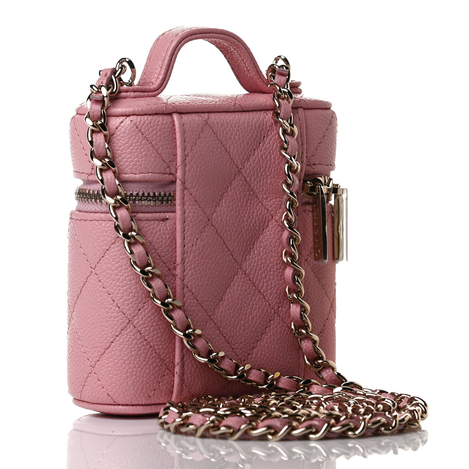 Chanel Caviar Quilted Small Handle With Care Vanity Case With Chain Pink 3 of 13