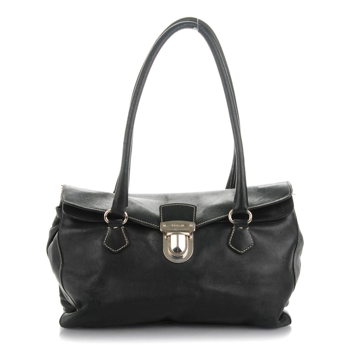 Vitello Easy A Foldover Pushlock Satchel Black