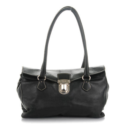 Prada Vitello Easy A Foldover Pushlock Satchel Black 1 of 19