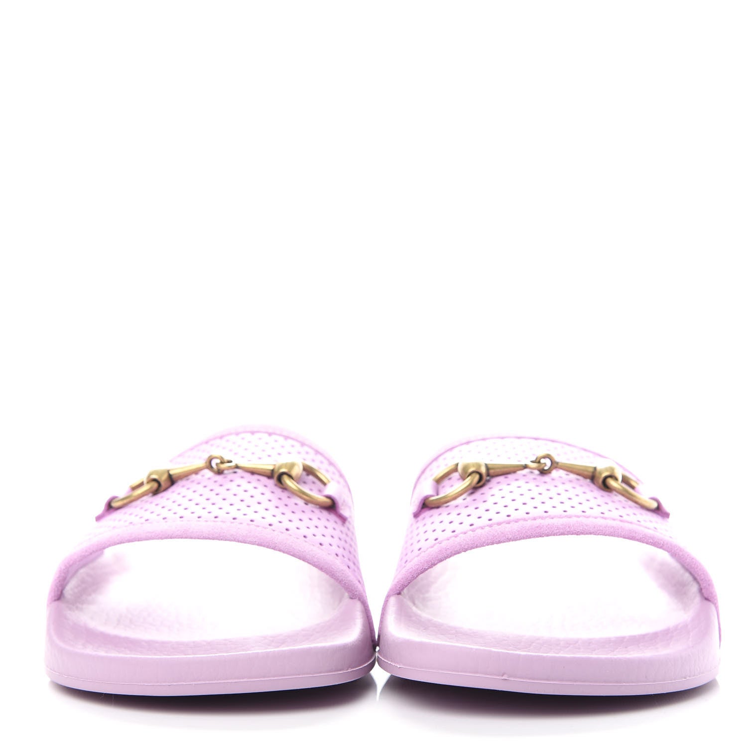 Gucci Suede Perforated Horsebit Slide Sandals 37 Malva 2 of 11