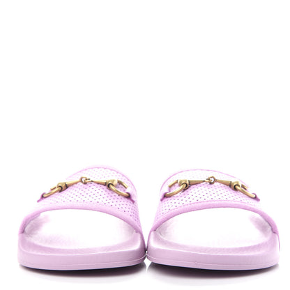 Gucci Suede Perforated Horsebit Slide Sandals 37 Malva 2 of 11