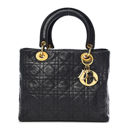 Christian Dior Lambskin Cannage Medium Lady Dior Black 2 of 22