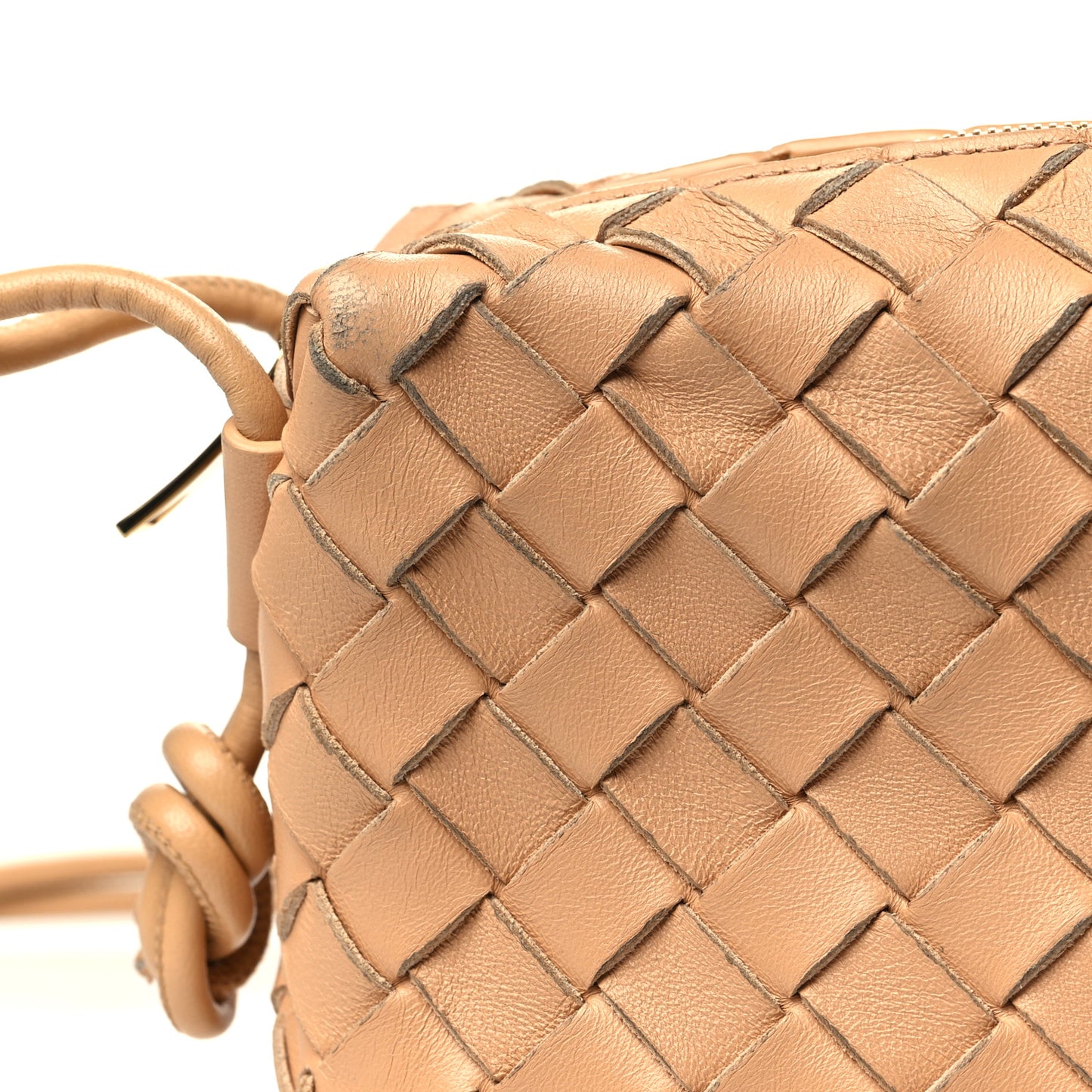Nappa Calfskin Intrecciato Mini Loop Crossbody Almond