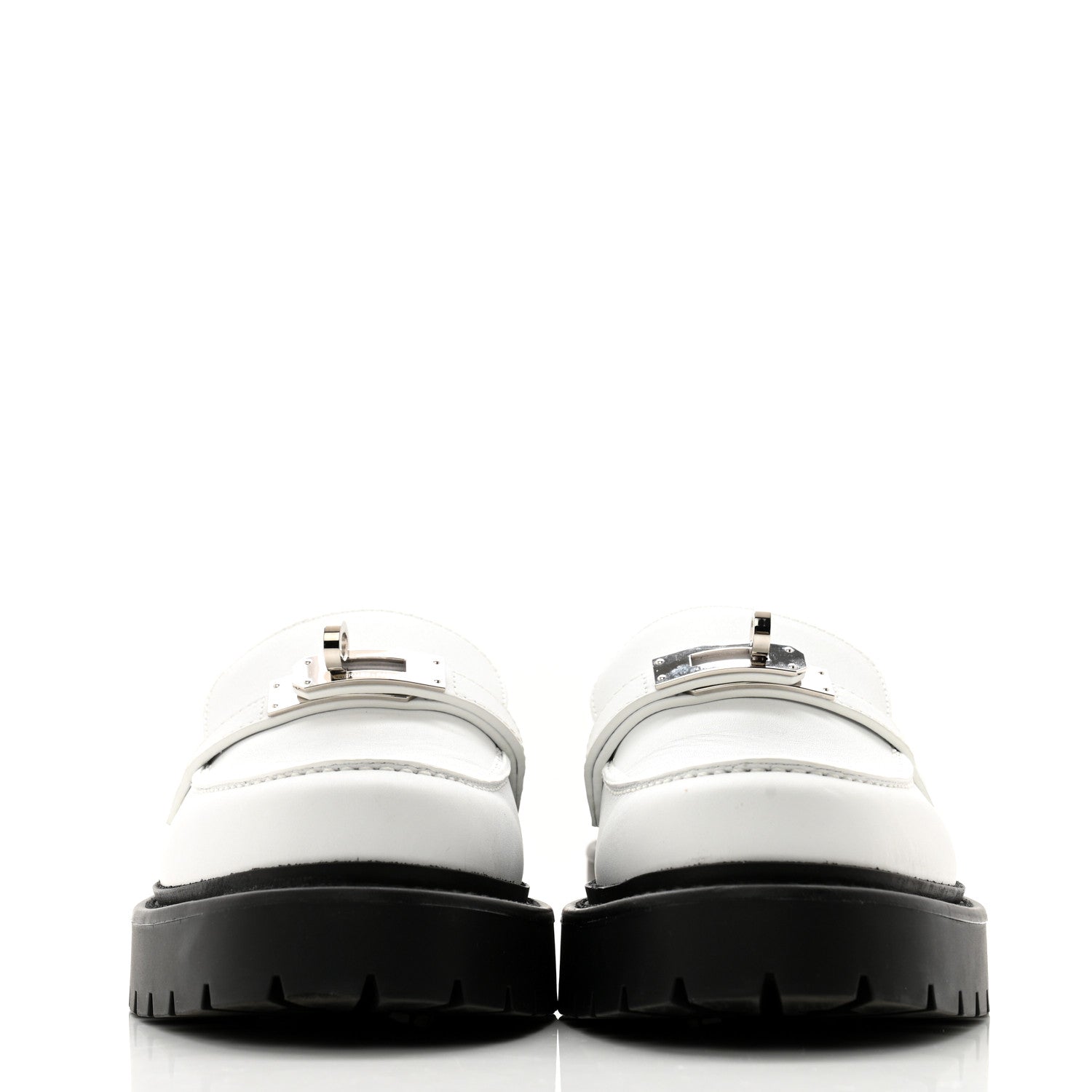 Hermes Calfskin Womens Icone Loafers 36 White 2 of 13