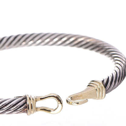 David Yurman Sterling Silver 14K Yellow Gold 5mm Cable Classic Buckle Bracelet 4 of 6