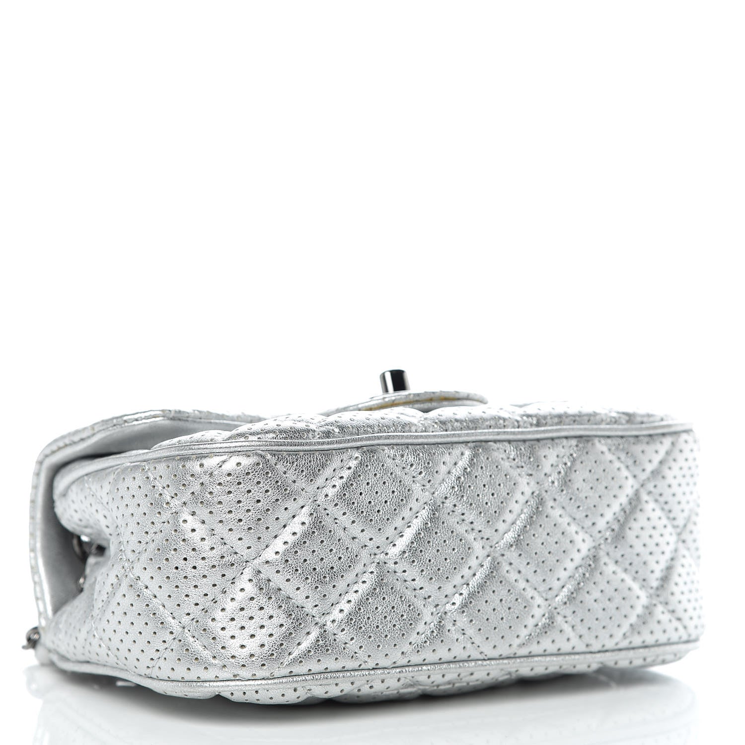 Chanel Metallic Lambskin Perforated Mini Rectangular Flap Silver 4 of 13