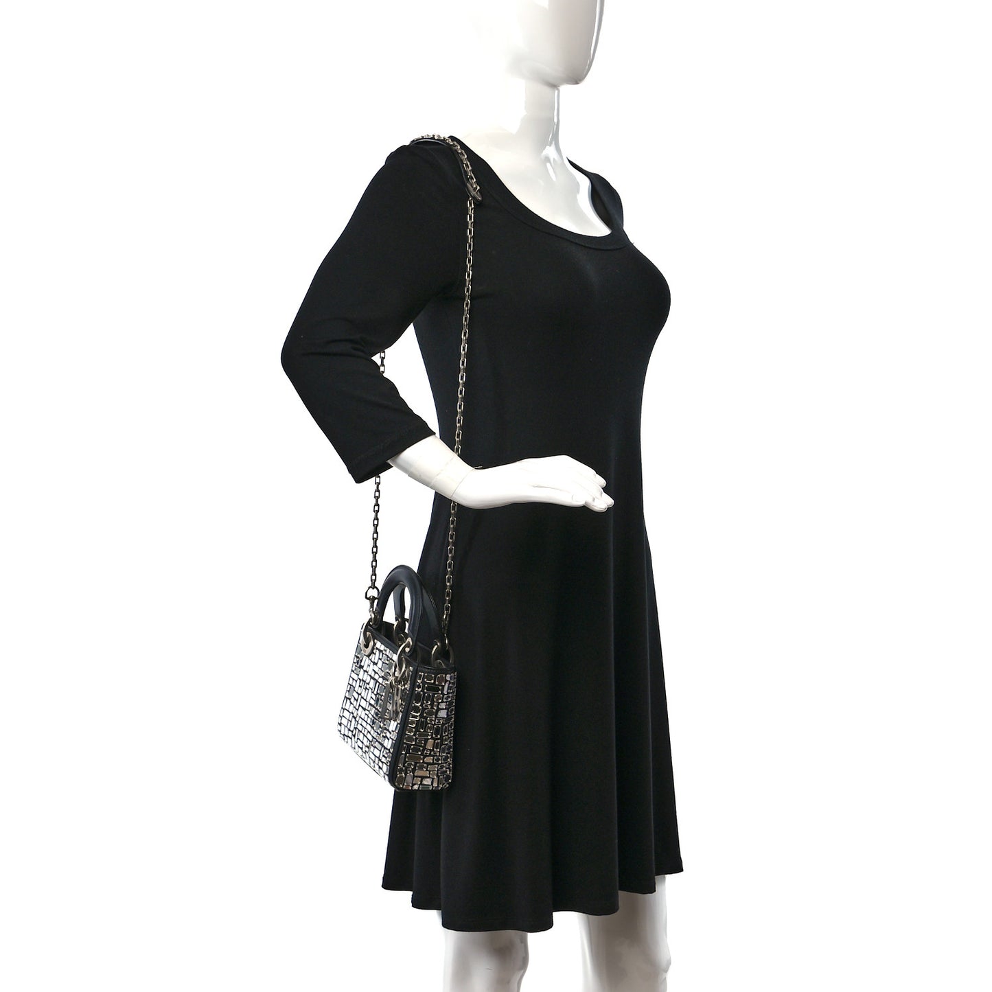 Smooth Calfskin Embroidered Mini Mosaic of Mirrors Lady Dior Black