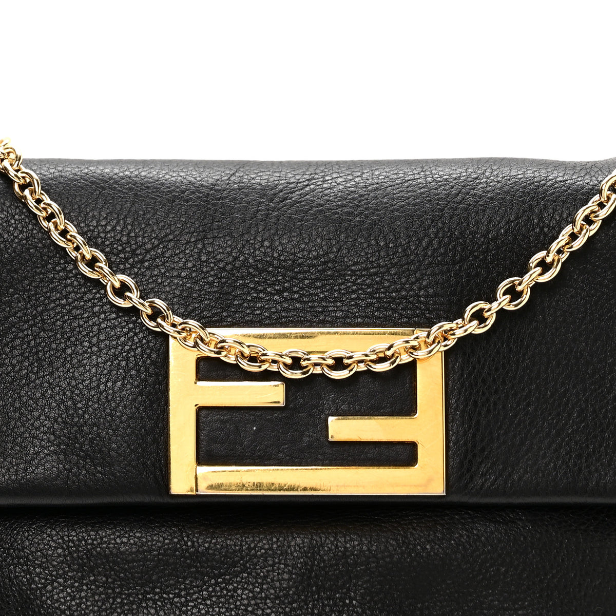 Vitello Flamingo Fendista Pouchette Crossbody Black