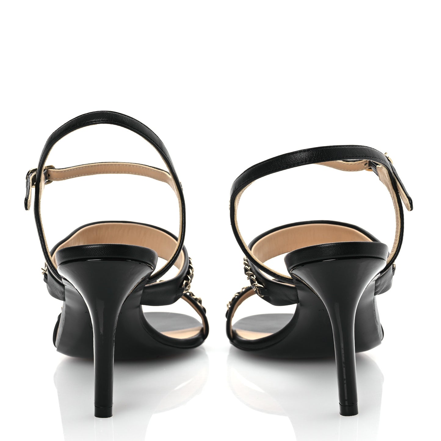 Lambskin Chain Strap Sandals 40 Black