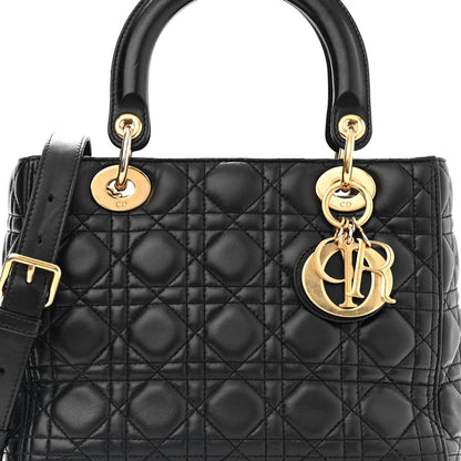 Christian Dior Lambskin Cannage Medium Lady Dior Black 8 of 15
