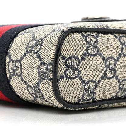 Gucci GG Supreme Monogram Textured Calfskin Web Mini Ophidia Messenger Beige Blue 8 of 14