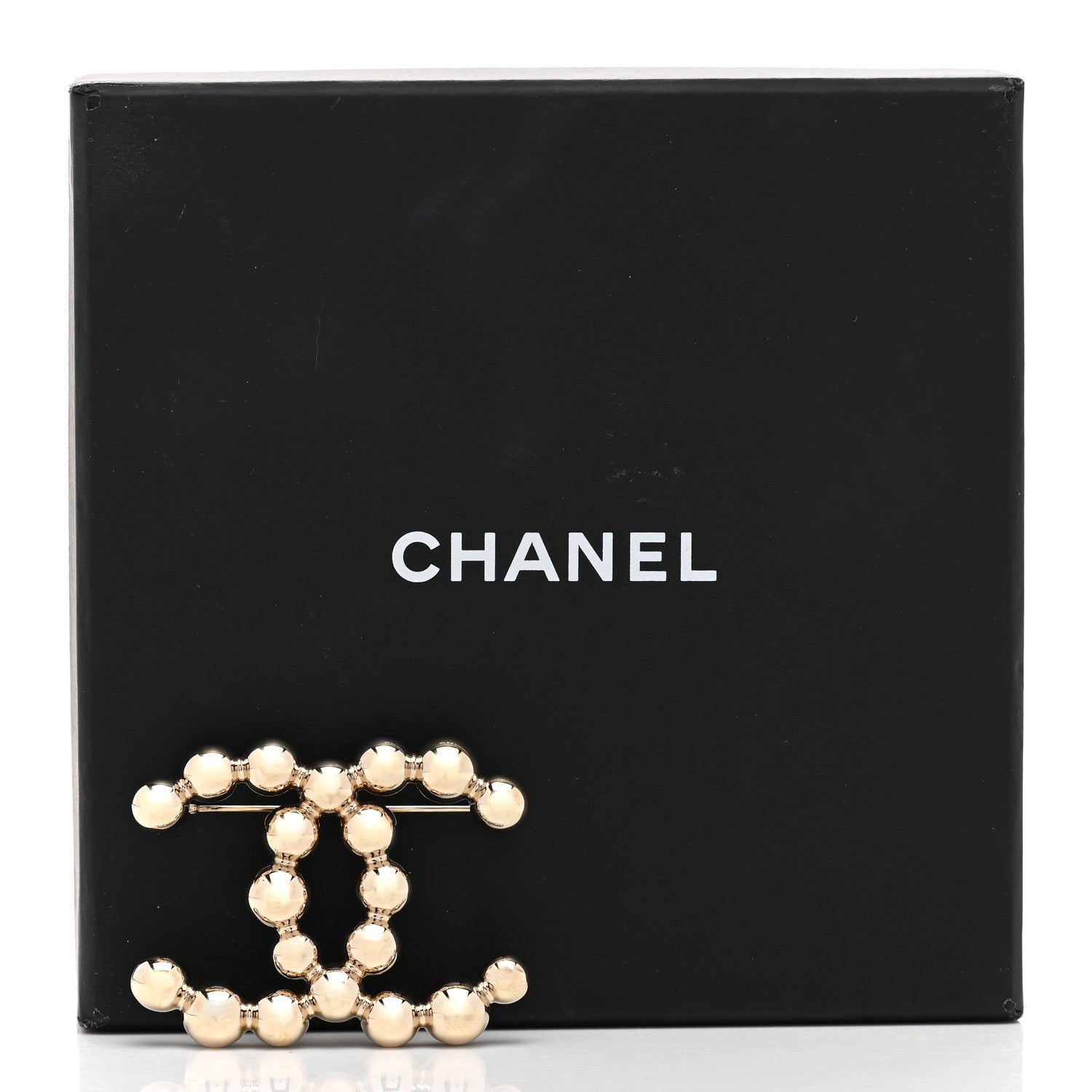Chanel Metal Beaded CC Brooch Gold 4 of 4