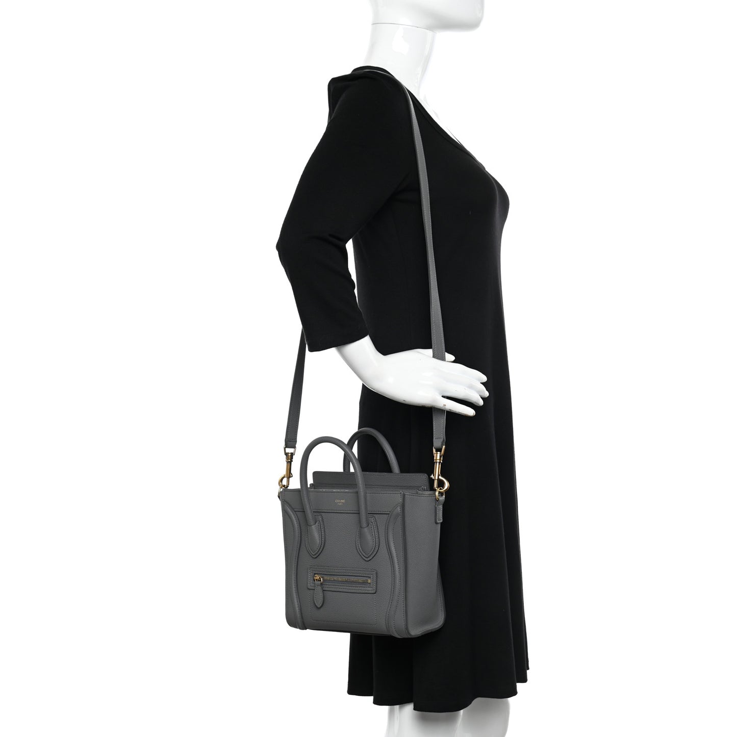 Baby Drummed Calfskin Nano Luggage Kohl