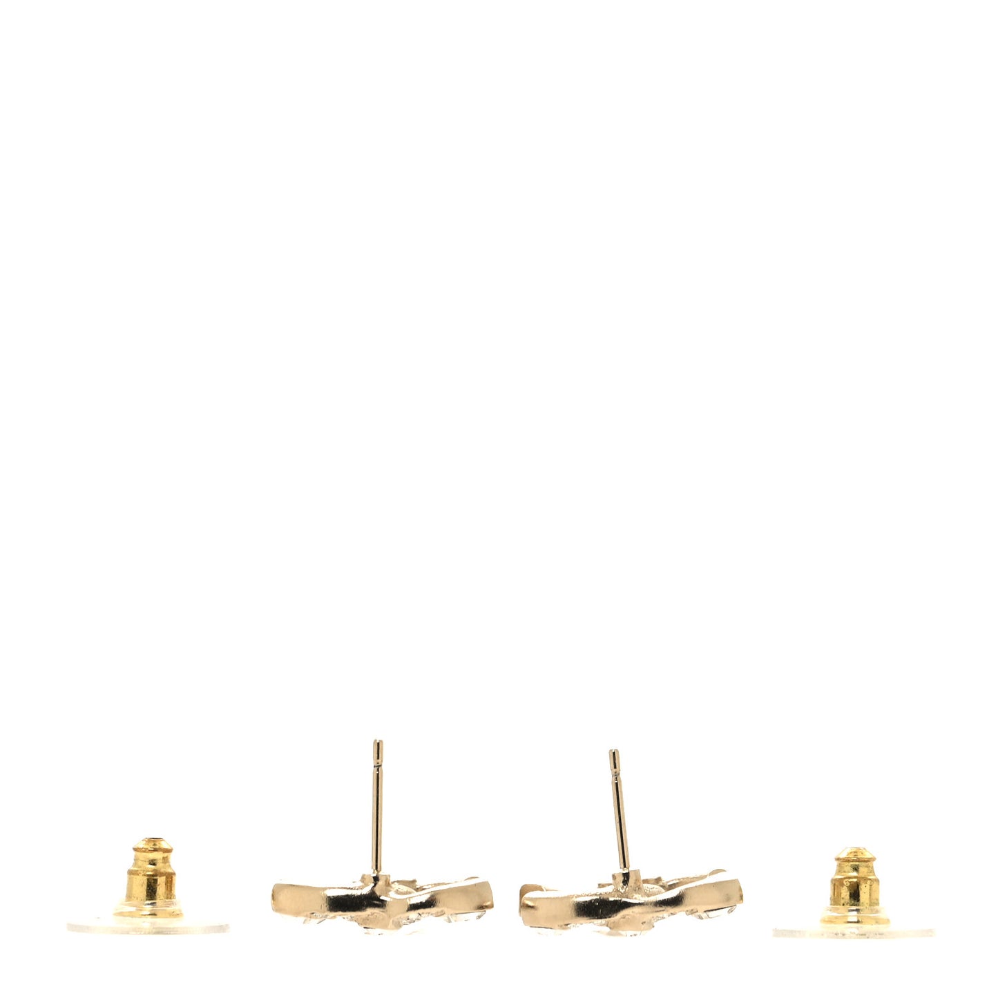 Pearl Crystal Baguette CC Earrings Gold
