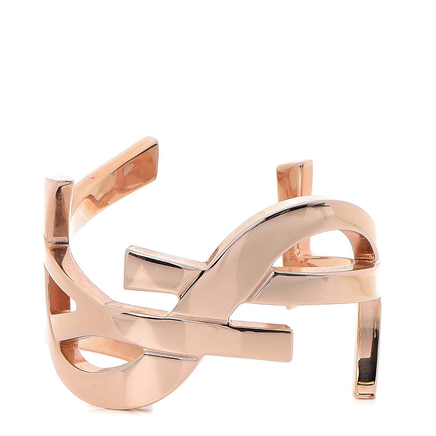 Saint Laurent Brass Monogram Medium Cuff Bracelet Rose Gold 1 of 4