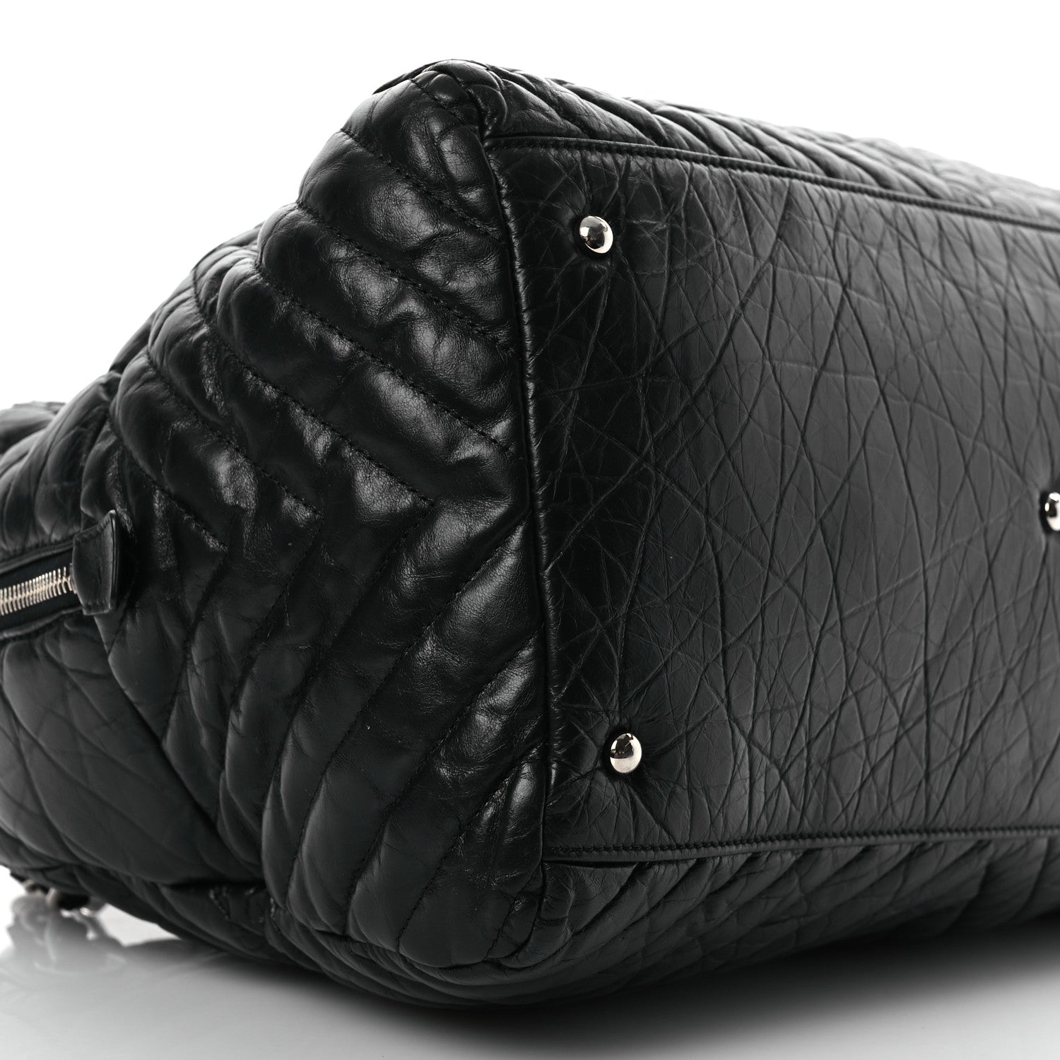 Chanel Aged Calfskin Chevron Large Soft Bowling Bag Black 11 of 17