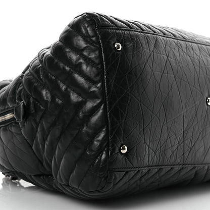 Chanel Aged Calfskin Chevron Large Soft Bowling Bag Black 11 of 17