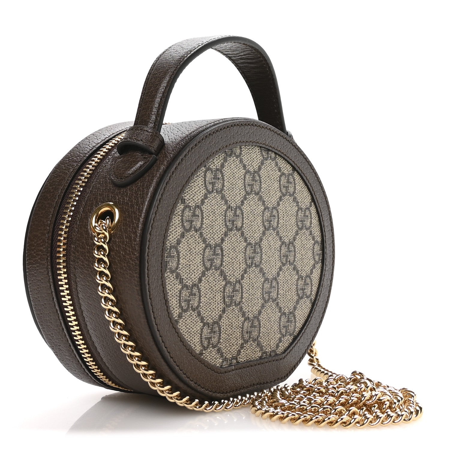 Gucci GG Supreme Monogram Top Handle Web Mini Ophidia Round Shoulder Bag Brown 3 of 11