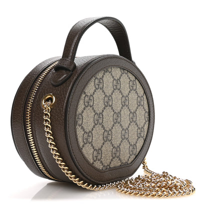 Gucci GG Supreme Monogram Top Handle Web Mini Ophidia Round Shoulder Bag Brown 3 of 11