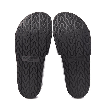 Saint Laurent Calfskin Monogram Joan Slide Sandals 36 Black 6 of 10