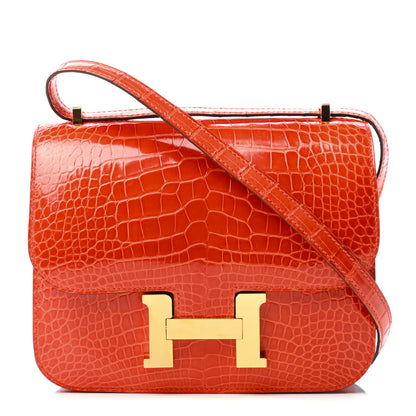 Hermes Shiny Alligator Constance 18 Orange Poppy 1 of 18