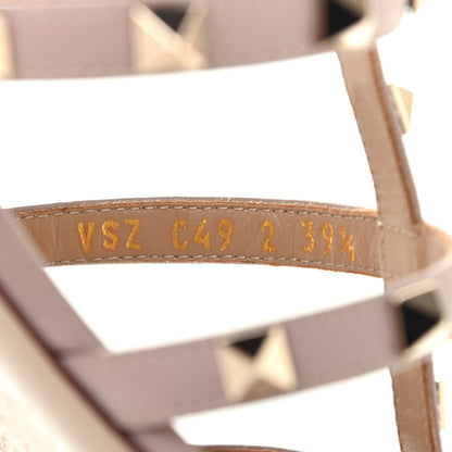 Valentino Garavani Calfskin Rockstud Caged Flat Slide Sandals 39.5 Poudre 8 of 9