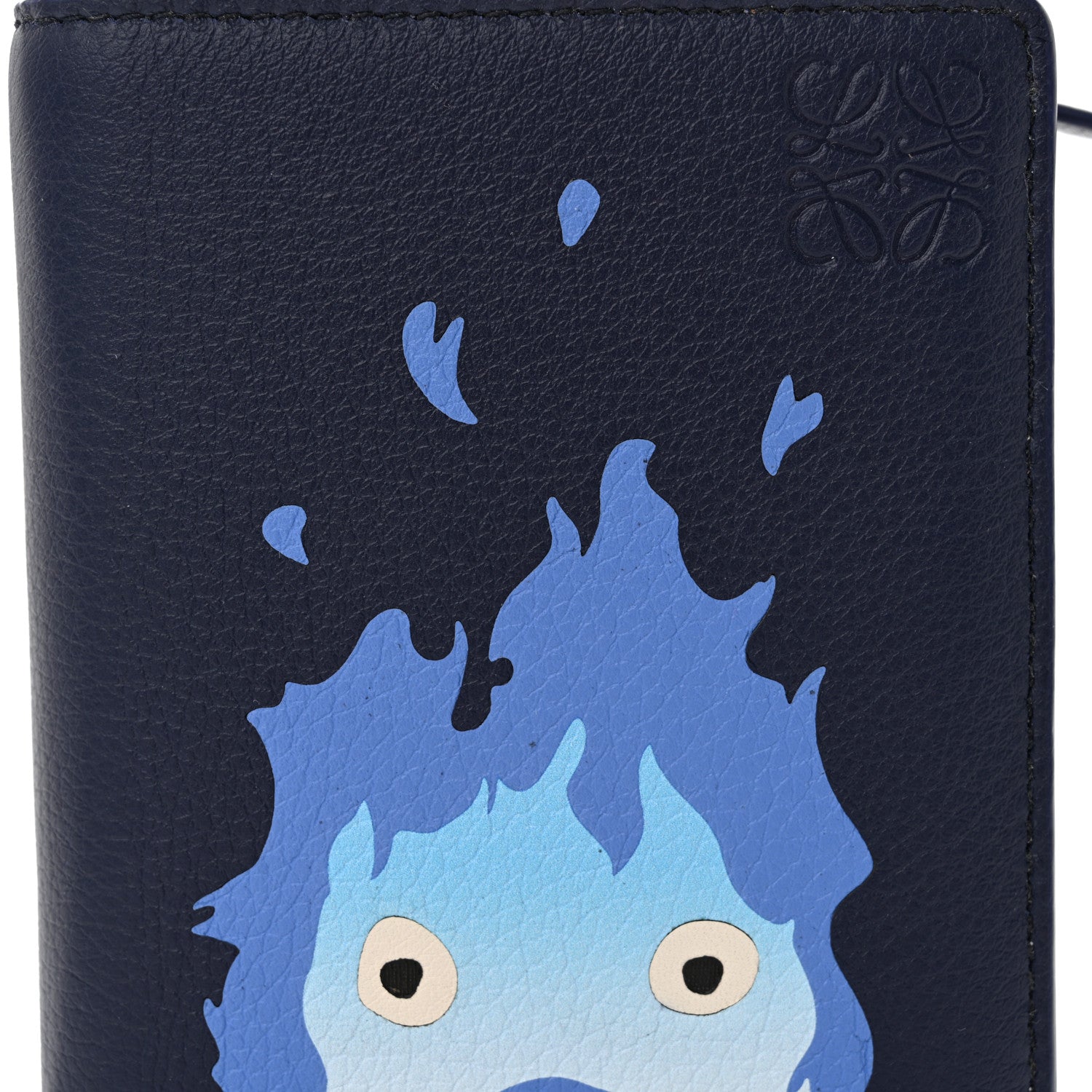 Loewe X HOWLS MOVING CASTLE Satin Calfskin Calcifer Compact Zip Wallet Marine 10 of 13